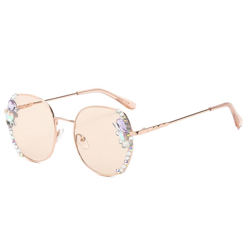 Crystal sunglasses fashionable frame elegant womens diamond-set street shot sunglasses anti ultraviolet rays