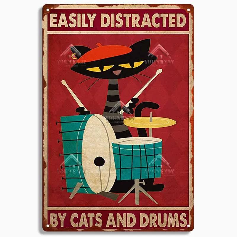 Retro Blechschild Plakette Metall Vintage Lustige Katzenkunst Poster Heimdekoration für Wohnzimmer Haustierbedarf Wanddekoration