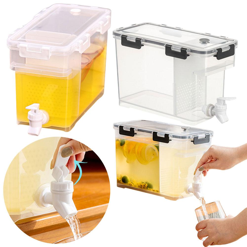 3.5L Large Capacity Cold Water Kettle Beverage Dispenser Double Tank Drink Dispenser with Tap Cold Kettle Dispenser for Summer