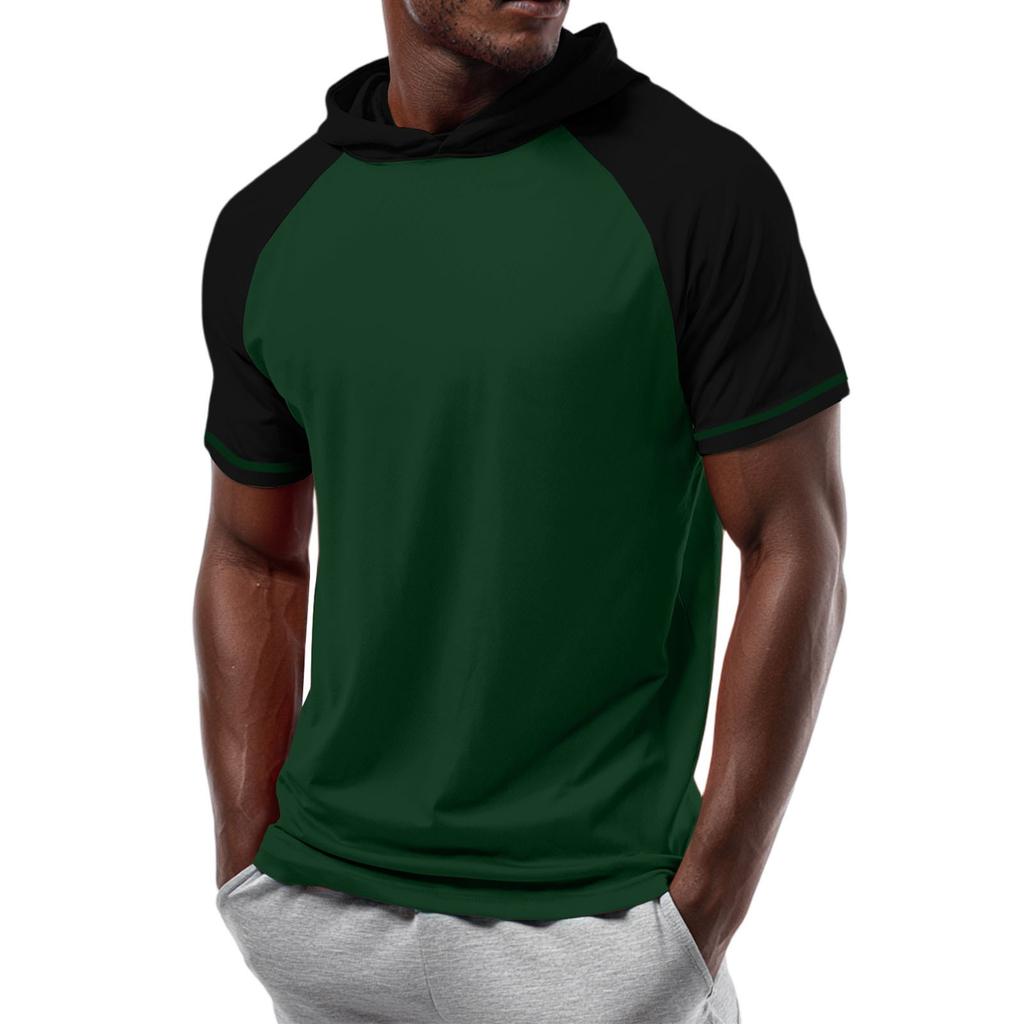 Pánské tričko s kapucí s krátkým rukávem a rovnými rameny