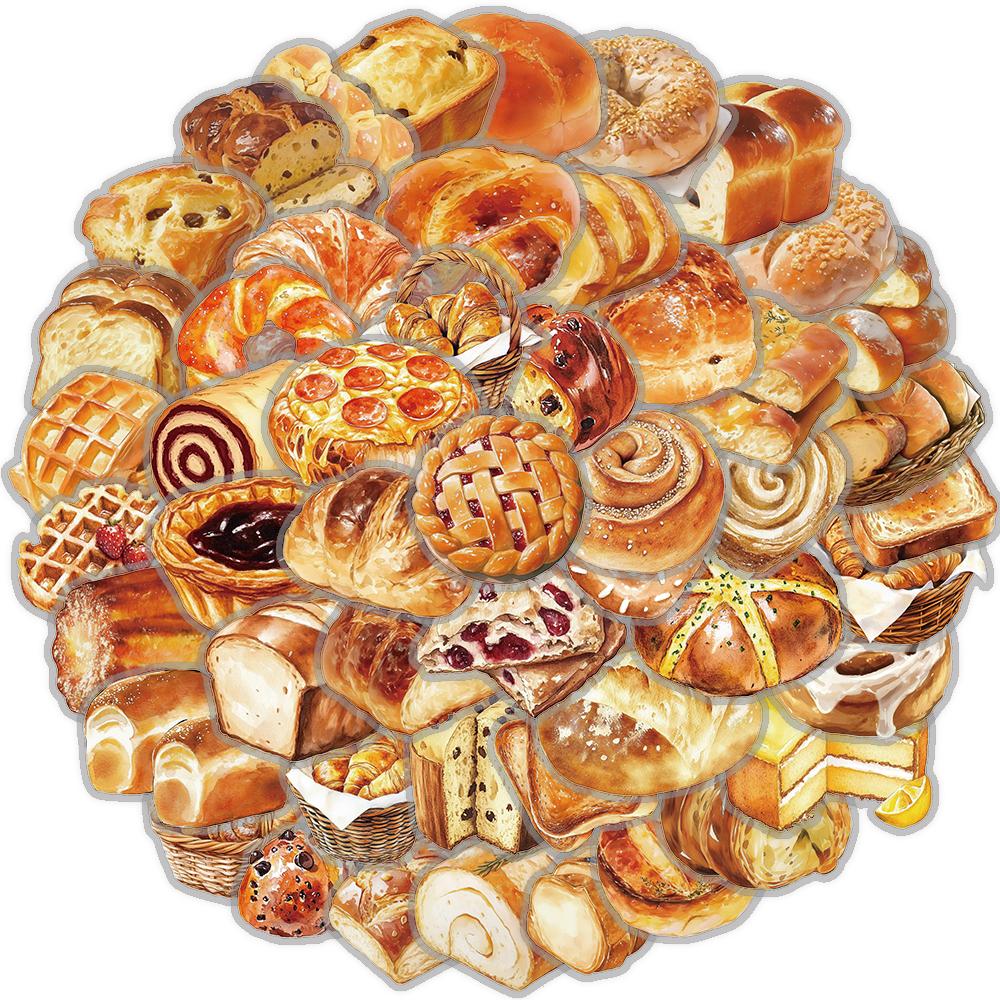 50/100PCS Cute baking bread Stickers Nostalgic DIY Waterproof Scrapbooking Creative Paper Laptop Luggage Waterproof Sticker