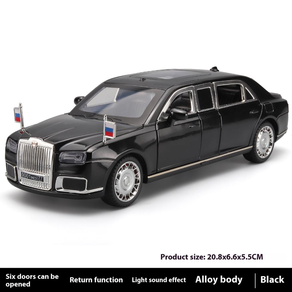 1:24 Aurus Motors Aurus Senat Russia Limousine Alloy Metal Diecast Model Car Sound & Light Classic Collectible Ornaments Gifts