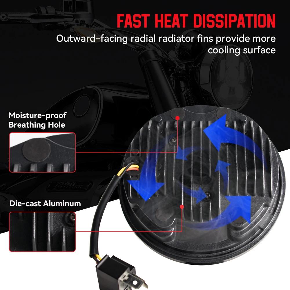 5.75 Inch LED Headlight DRL For Harley Sportster 1200 XL1200L Custom XL1200C 883 XL883 883L XL883R 48 Headlamp 5 3/4"