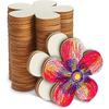 100pcs 3 Inch Unfinished Wooden Flower Cutouts Wooden Discs Crafts Blank Flower Shape Ornaments Embellishments Slices for DIY Projects Decoration