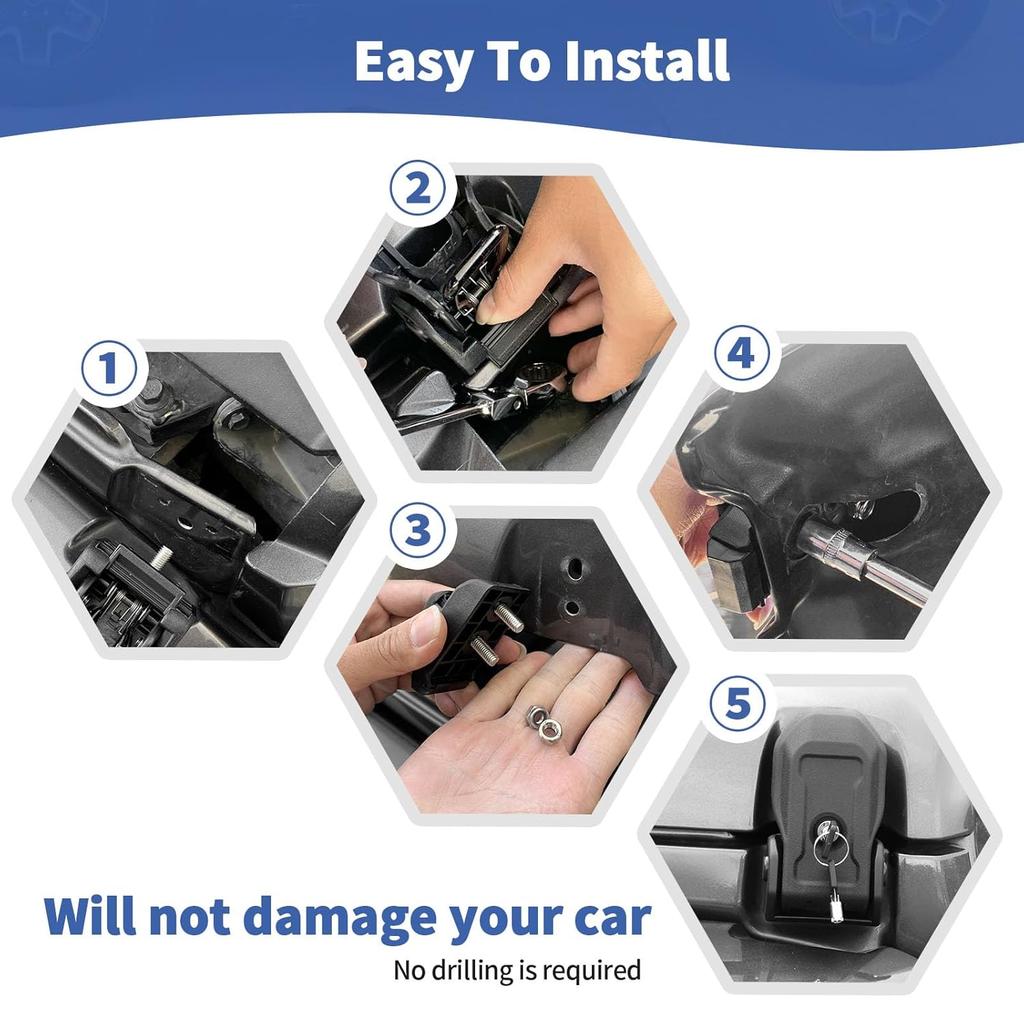 RT-TCZ For Jeep JL OEM Hood Latches Catch Locking With Key For Jeep Wrangler JL JLU 2018-Present For Gladiator JT -Present Original Factory Black