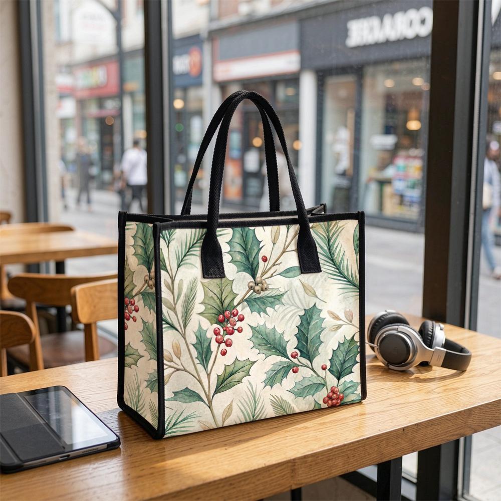 Winter Holly Berry Print Tote Bag Fashion Daily Casual Shoulder Handbag