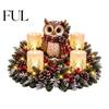 Christmas Party Supplies Lighted Highland Cow Table Centerpiece, Resin Flickering LED Flameless Candles, Frosted Pinecone Displays Pine Red