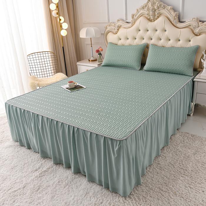 Princess Wind Ice Silk Latex Mat Bed Skirt Three-piece Summer Single Soft Mat Bed Sheet Air Conditioner Mat Machine Washable