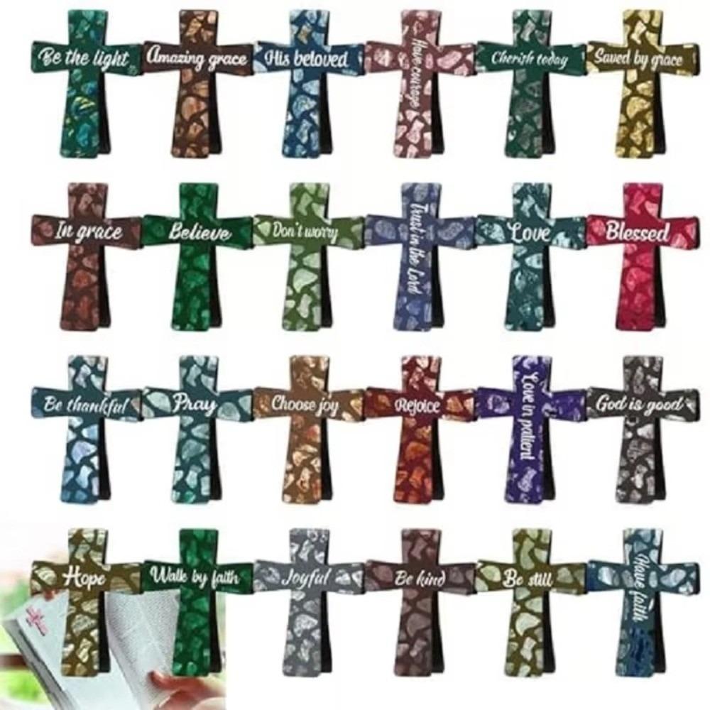 12/16/24PCS Plastic Bible Magnetic Bookmarks Double-Sided Cross Shape Page Marking Bookmark Durable Construction
