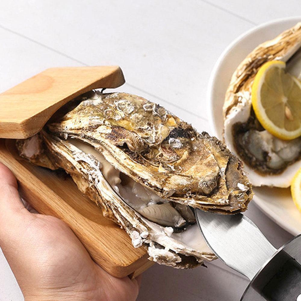 Oyster Shucking Opener Shucker Seafood Clamp Holder Shellfish Hand Clam Shellcrab Sheller Wood Opening Clip Oyster Wood Tray