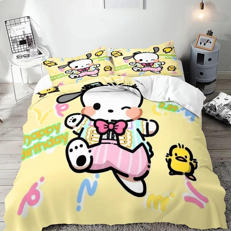 Sanrio Bedding Sets Pochacco Cartoon Comforter Cover Bed Cover Duvet Cover Pillow Case 2-3 Pieces Sets Kids Adult Size