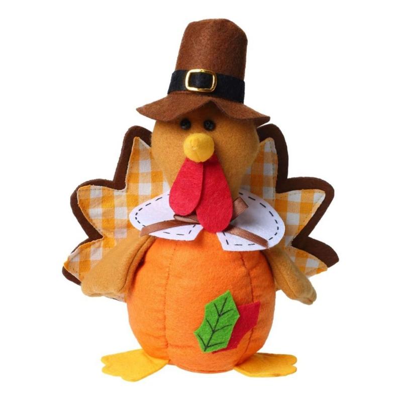 Soft Fabric Stuffed Turkey Thanksgiving Decoration Harvest Turkey Figure Ornament for Tabletop Shelf Entryway Dining Area and Fall Room Display Use