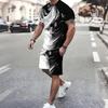 Herren Outfit Kurzarm T-Shirt und Shorts 2-teiliges Lässiges Trainingsanzug Set