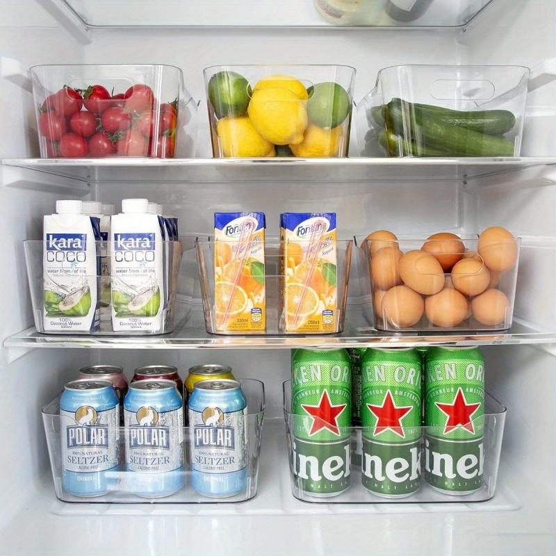 Refrigerator Organizer Bins Clear Plastic Food Storage Organizer Fridge Storage Box With Handle Freezer Pantry Kitchen Organizer