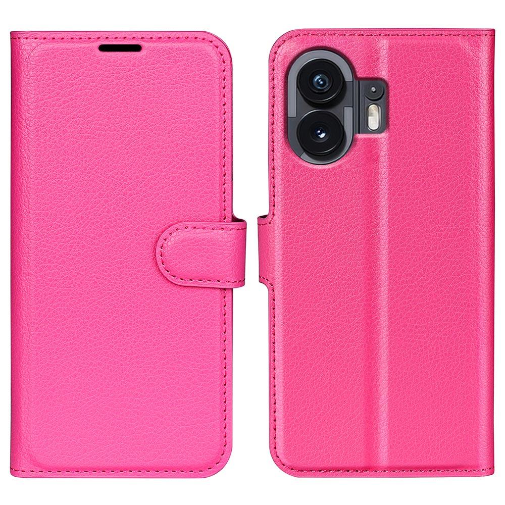 

For Nothing Phone (2) Anti-Scratch Stand Wallet Litchi Texture Phone Case PU Leather Protective Cover Rose