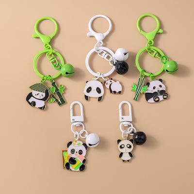 Lovely Enamel Animal Panda Keychain Bamboo Key Ring Pendant Women Girls Handbag Decor DIY Jewelry Accessories
