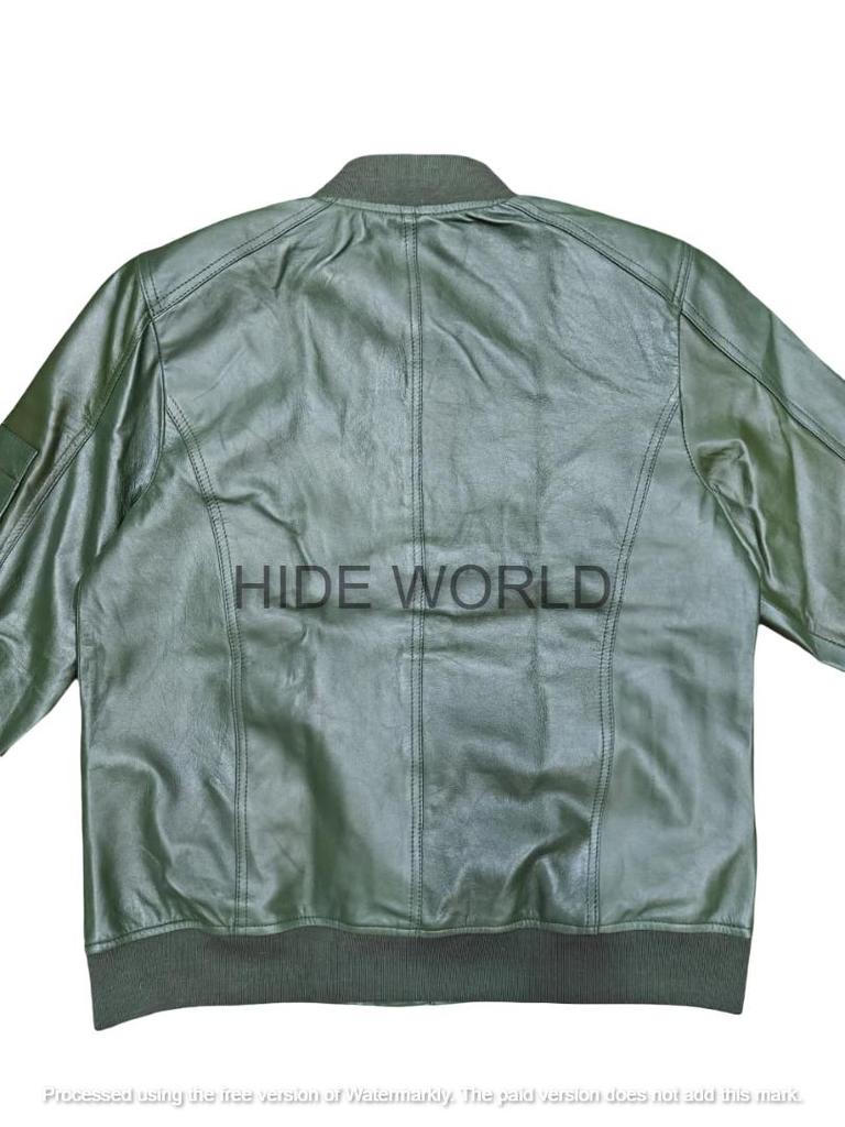 Genuine Leather Olive Green Men's Jacket Soft Lambskin Bomber Biker Casual Wear