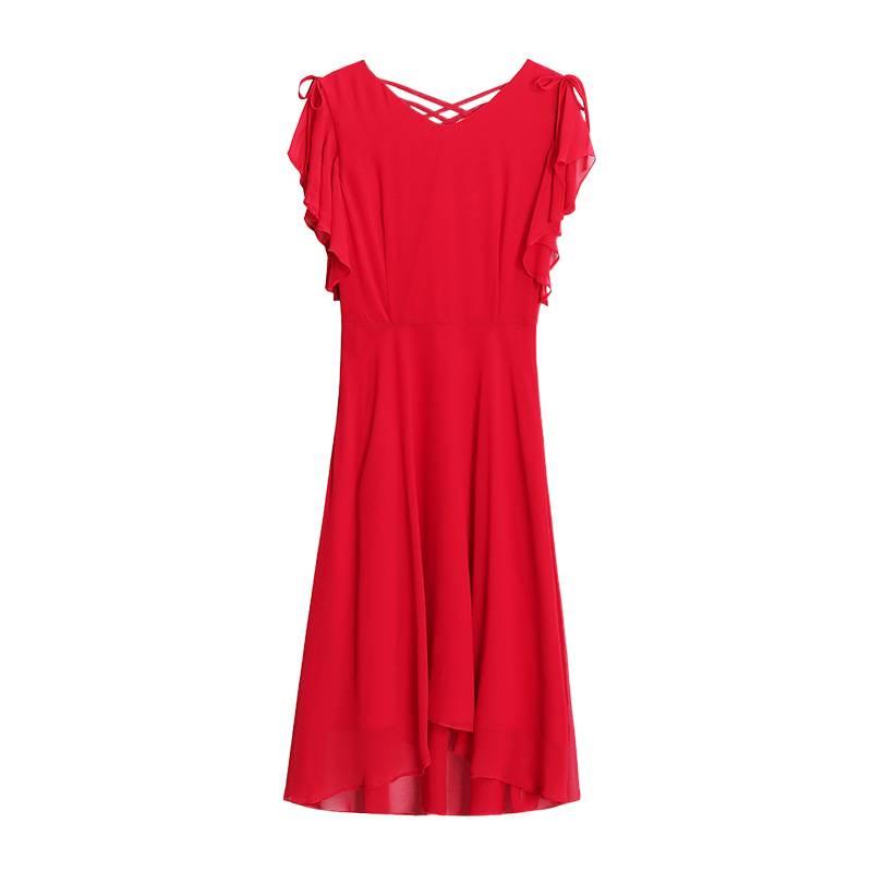 Robe d'été noire en mousseline style Hepburn: Ourlet irrégulier et coupe amincissante