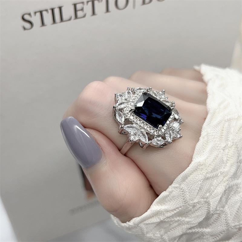 Luxury Sapphire Retro Jewelry Set: Versatile Gemstone Earrings, Necklace & Ring for Women