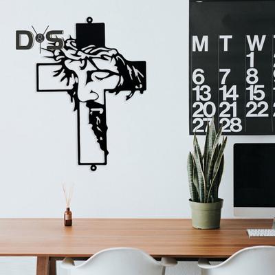 Jesus-Kreuz-Schild, Acryl-Kreuz-Schild, Wanddekoration, Glaubenskreuz-Schild, mit Dornen gekrönt, Jesus, religiöses Kreuz-Schild für christliches Zuhause, Büro-Dekor, Ostern