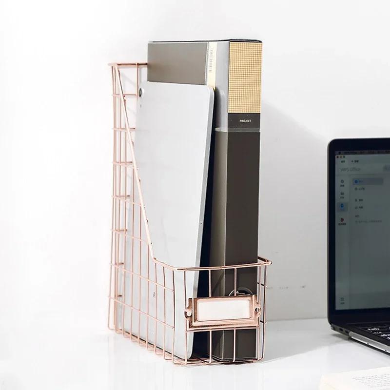 Desk Organizer Bedroom Wrought Iron Stationery Nordic Style Home Office Mesh Book Shelf File Holder Magazine Rack Management