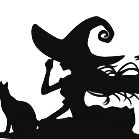 Halloween Garden Stake Metal Art Flying Witch Sign Skeleton Zombie