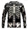 Skeletprint Lange Mouwen T-shirt, Edgy Gotische Casual Top
