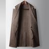 Herren-Wollmantel, Herbst und Winter, mittellang, zweireihig, langflorig, dick gefüttert, doppelseitig, lässiger Trenchcoat