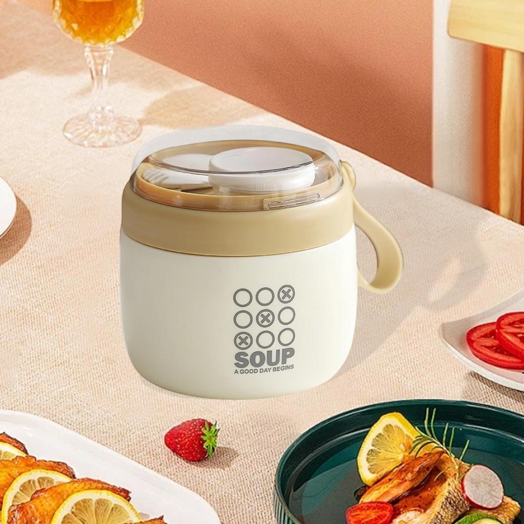 Izolowany pojemnik na żywność Wbudowana składana łyżka Kubek śniadaniowy Słoik do przechowywania żywności Uchwyt na podróże Piknik Szkoła Uczeń Wędkarstwo