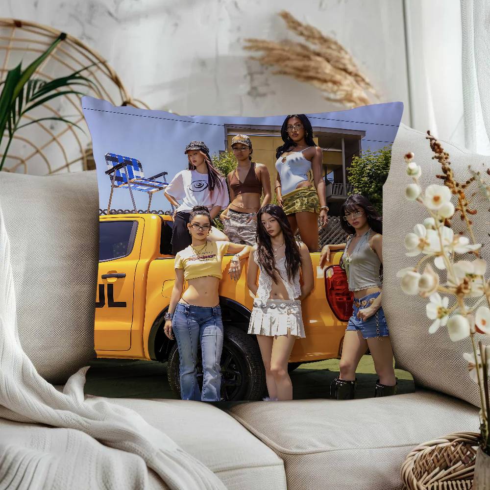 

K-KATSEYE Pillow Cover For Bedroom Room And Living Room Sofa Decorative Cushion Cover 16x16Inch