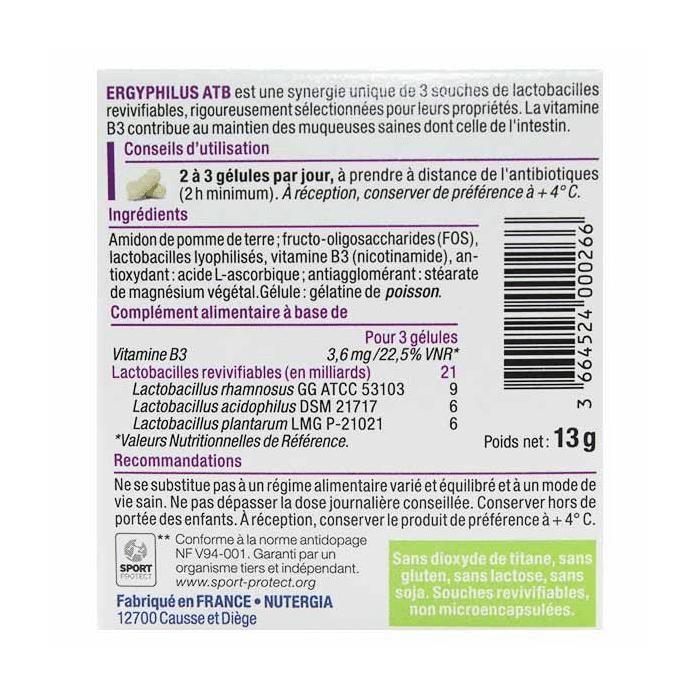 Nutergia Ergyphilus ATB Probiotiques 30 Gélules
