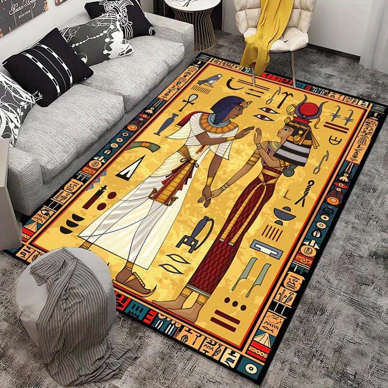 Ancient Egyptian Design Rug Featuring Pharaohs for Unique Living Room Décor | Historical Art Carpet | Cultural Home Furnishings