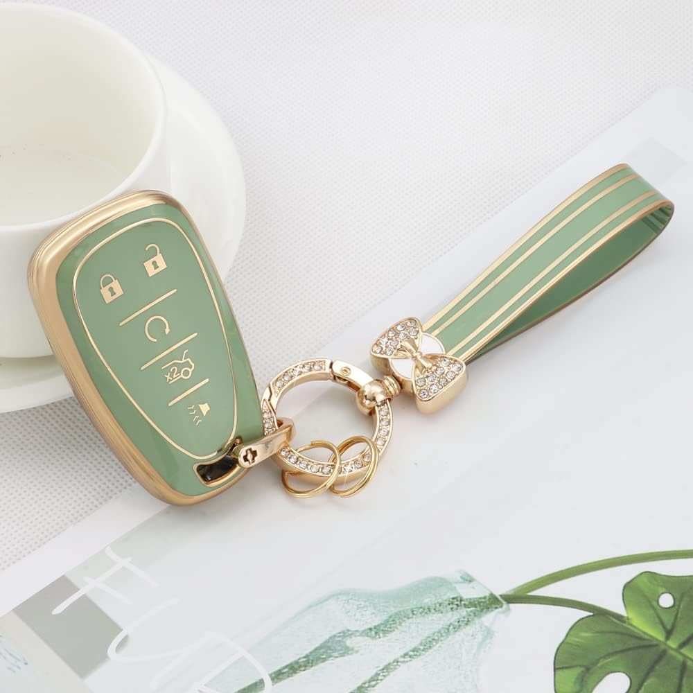 PIFOOG Key Fob Cover For Chevy 5 Buttons Keys Shell Case TPU Bling Car Keychain Protector Accessories For Equinox Malibu Blazer Camaro Spark Traverse