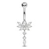 Curved Navel Rings Crystals Sexy Body Belly Button Ring Chains Flower Heart Belly Piercing Umbigo Stainless Steel Jewelry