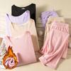 Women's Seamless Thermal Underwear 1 Set Winter Warm Clothing Comfortable Underwear Ladies Sexy Solid Lingerie Long Warm Set