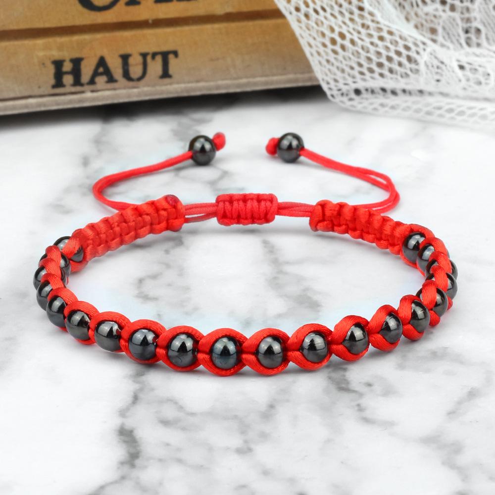 Zodiac Year Handmade Red Rope Woven Bracelet with Metal Beads, Unisex Light Luxury Style.