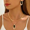 European and American Hot-selling Fashion Versatile Simple Niche Oval Geometric Stud Earrings Necklace Ring Set