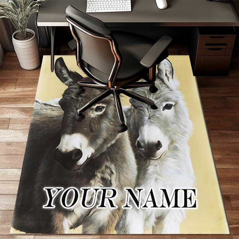 1PC Custom Name Donkey duo portrait Theme Floor Mat Ideal for Living Room, Game Rooms, Office, Bedroom,Floor Mat Playful Design