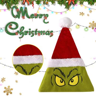 Christmas Adult Children Hat Green Elastic Windproof Brimless Warm Fabric Christmas Party Hat Adult Hat Decoration Club
