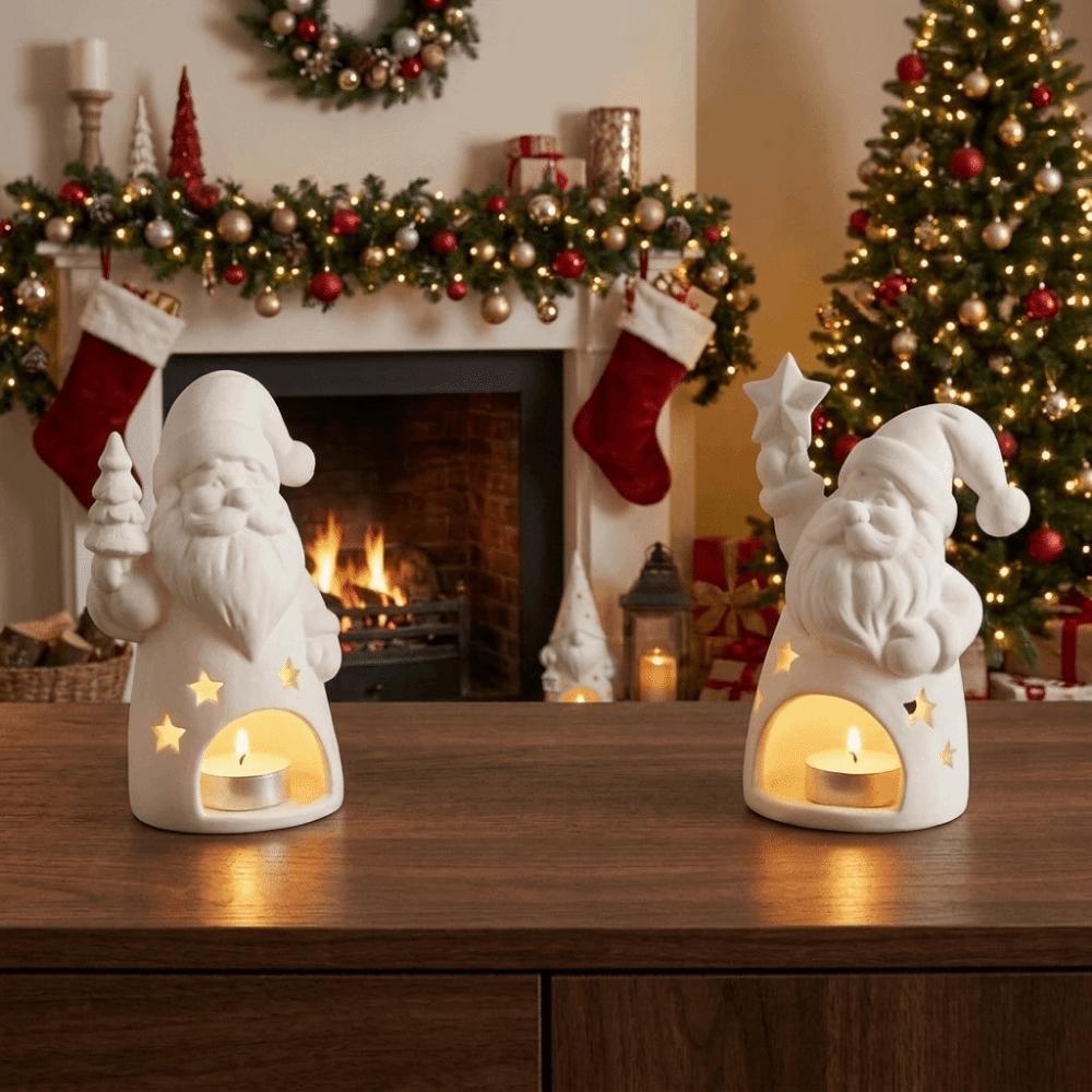 1D Printed Christmas Candle Holder Hollow Out Unpainted Gnome Shape Candle Holder Plastic Xmas Candle Stand