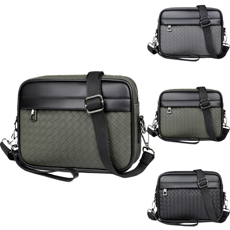 Men's Youth Casual Small Satchel Woven Small Square Bag Men's Bag Shoulder Bag Trend Korean Version Oblique Span Bag