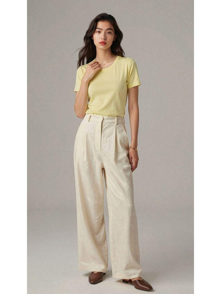 2026 Hangzhou Women's Mulberry Silk Lyocell U-Neck Tee - Lightweight, Breathable, Short-Sleeved Summer Fashion