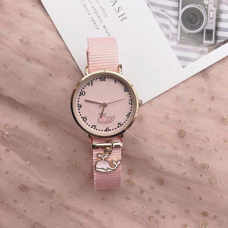 

UTHAI BK78 Casual and fashionable Women watch canvas strap small pattern pendant quartz watch cute clock gift watchs for woman