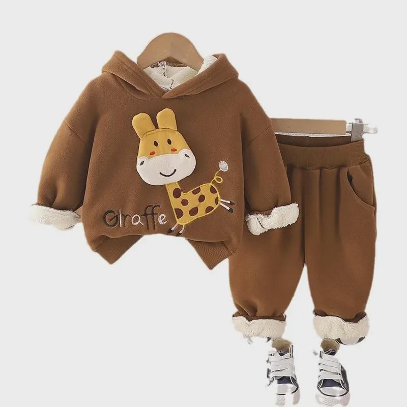 Cute Cartoon Hooded Baby Sweater - Long-Sleeved, Thick, Unisex Children's Clothing for Fall and Winter