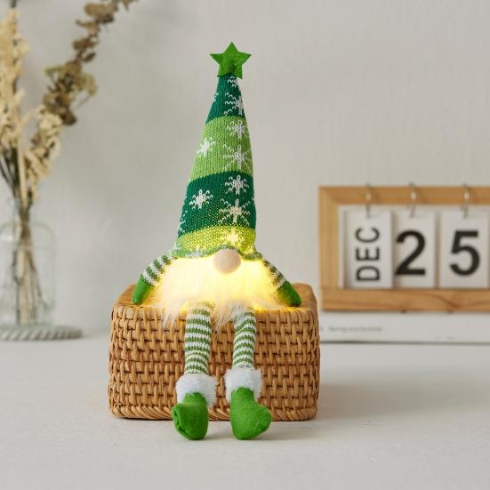 Lighted Christmas Gnome Decoration Mini Christmas Plush Gnome Figure Light Up Swedish Tomte Doll for Winter Tabletop Decor