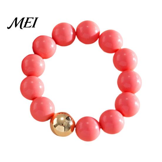 Female Bracelet Beaded Jewelry for Women, Acrylic Big Beads Choker Necklace, Round Stretch Bracelet, Summer Retro Accessory Necklace