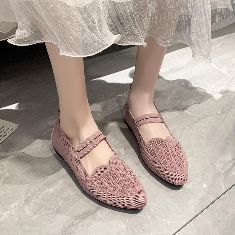 Fashion 2025 Solid Color Mesh Mary Jane Shoes Size Female Summer Footwear Non-slip Breathable Loafers Woman Ballet Shoes