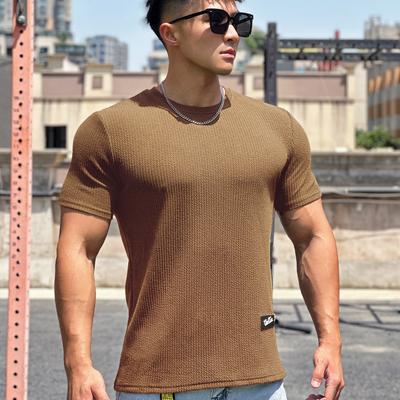 Herren Sommer Trendy Pullover Rundhals T-Shirt Solide Sport Fitness Kurzarm Top