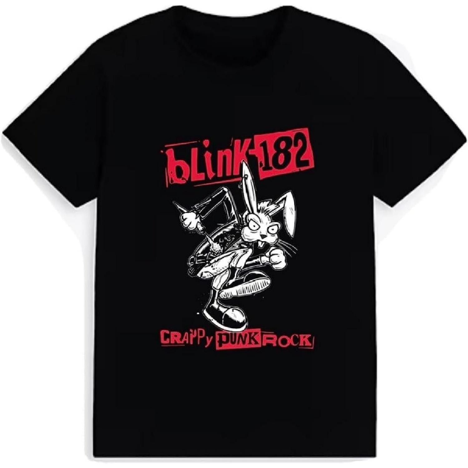 HERSIL Mens Short Sleeve Graphic Crappy Punk Rock Bunny T-Shirt S