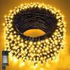 Guirlande Lumineuse LED Extérieure Blanc Chaud 10M-100M Guirlande Lumineuse LED Lumière de Noël Étanche 8 Modes pour Fête Mariage Pâques Jardin Balcon Noël